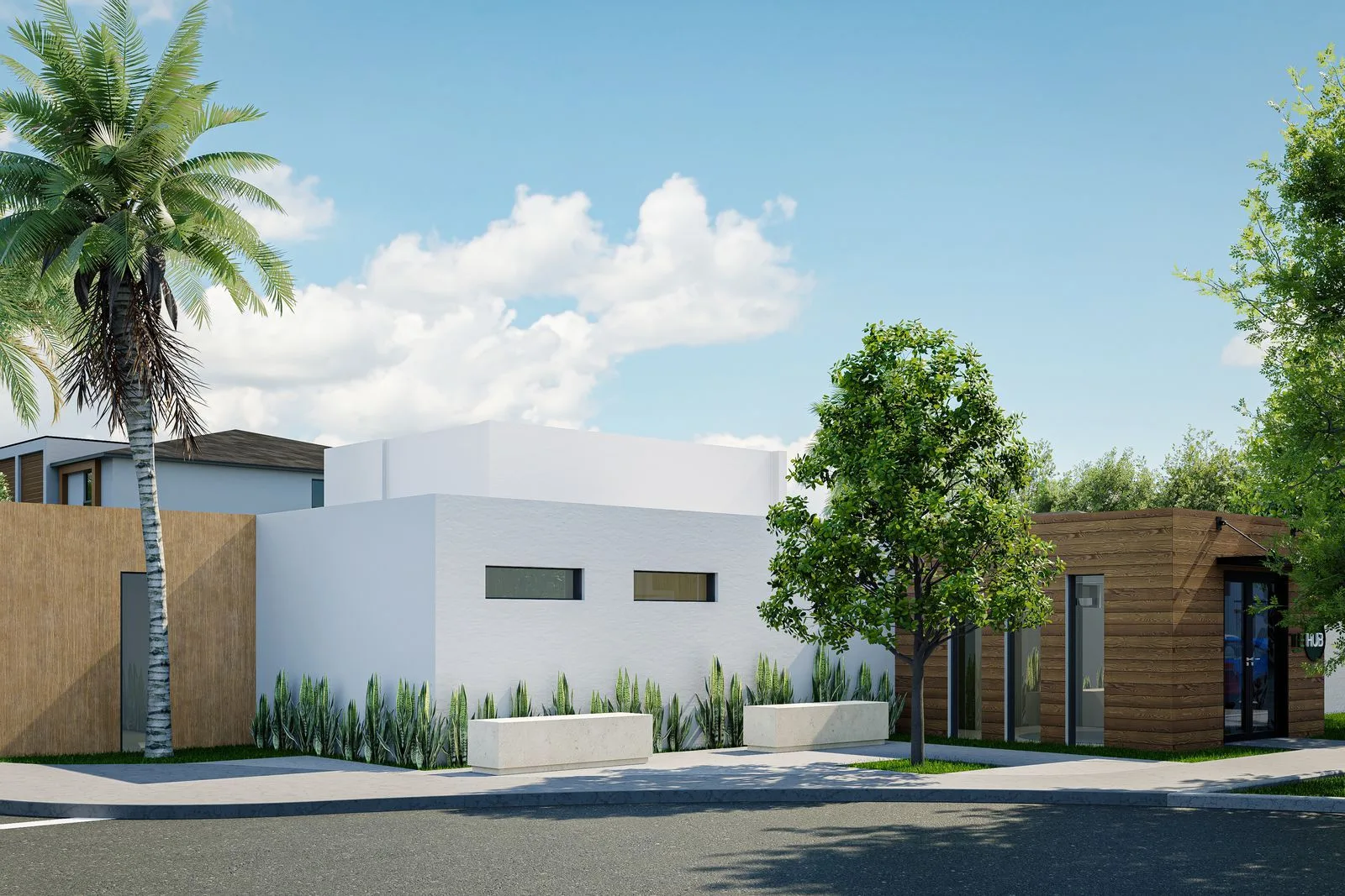 Entrada ilustrativa do clubhouse do The Hub Garden